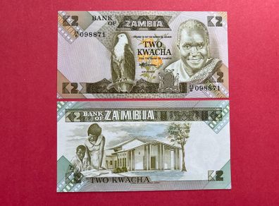 Zambia  2 Kwacha  1989 / 1991  ( uncirculated )
