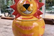 Vintage Rayware Lion &amp; Mice Ceramic Cookie Jar