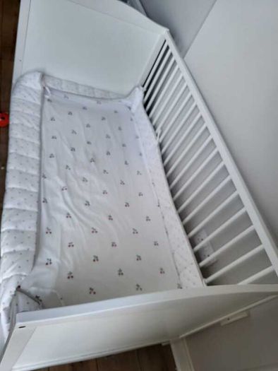 White baby cot SMAGORA IKEA mattress+extras