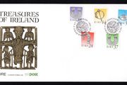 1991 Ireland Seventh Definitive Series Treasures of Ireland (28p, 37p, 38p, 44p, and 52p) An Post First Day Cover with Corcaigh (Cork) pictorial cancel