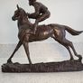 Jockey On Racehorse Bronze Statue Image 2