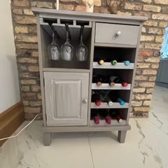 Grey Drinks Cabinet - wine rack