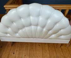 White Faux Leather Scallop/Seashell Double Headboard (4ft 6)