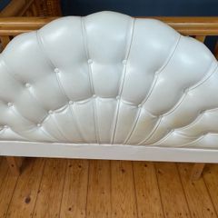 White Faux Leather Scallop/Seashell Double Headboard (4ft 6)