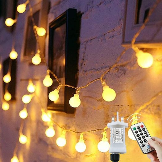 Globe String Lights Waterproof, 15M/49ft 120 LED Fairy Lights Plug in, 8 Modes Christmas Lights Outdoor/Indoor, Garden Lights for Patio, Gazebo, Bedroom, Party Decorations (FREE SHIPPING)