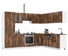 14 Piece Kitchen Cabinet Set Smoked Oak