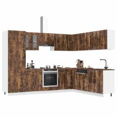 14 Piece Kitchen Cabinet Set Smoked Oak