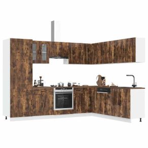 14 Piece Kitchen Cabinet Set Smoked Oak