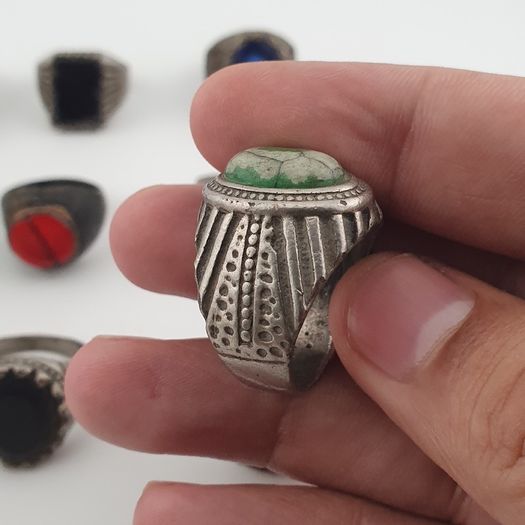 Antique Lot of 15 Bohemian Brass Rings  Assorted Ethnic & Tribal Designs