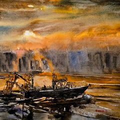 howth  fishing watercolour