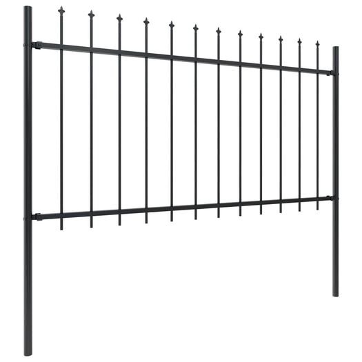 Garden Fence with Spear Top Steel 15.3x1 m Black