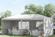 6 x 3 m Party Tent Gazebo Marquee Outdoor Patio Canopy Shelter with Windows and Side Panels White