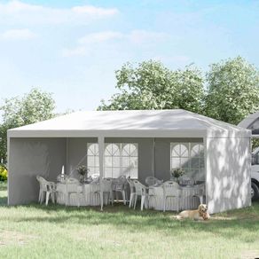 6 x 3 m Party Tent Gazebo Marquee Outdoor Patio Canopy Shelter with Windows and Side Panels White