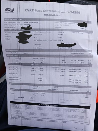 Nissan NV200 2011 tested 12/26