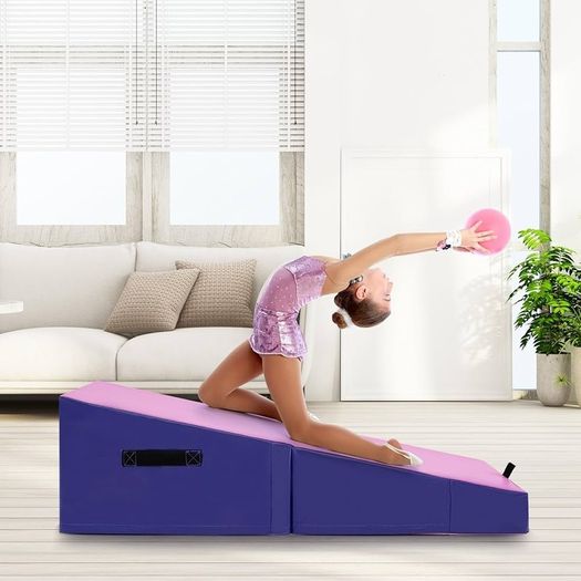 Slanted Gymnastics Mat, Wedge-shaped Soft Floor Mat, Foldable, 2-in-1 Gym Mat with Carry Handle, Sports Mat, Fitness Mat, Children for Home, Gym