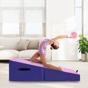 Slanted Gymnastics Mat, Wedge-shaped Soft Floor Mat, Foldable, 2-in-1 Gym Mat with Carry Handle, Sports Mat, Fitness Mat, Children for Home, Gym