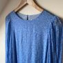 Second Female Blue Boho Tiered Smock Dress Long Sleeve Minimalist Image 3