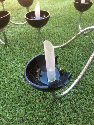 Two chandeliers for sale. Both in good condition. One of the cups is damaged (see photos for better description) not noticeable when hung. Everything else in good condition