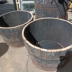 oak whisky barrel planters