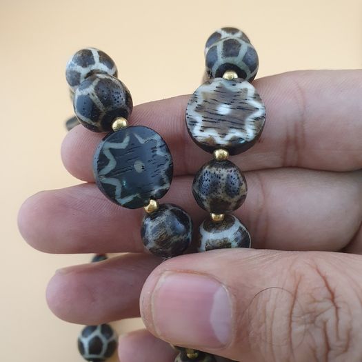 Rare Antique Burmese Pumtek Pyu Petrified Wood Beads Necklace