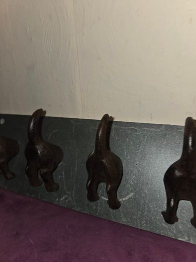 Cast Iron and Slate Dog Tail Coat Rack