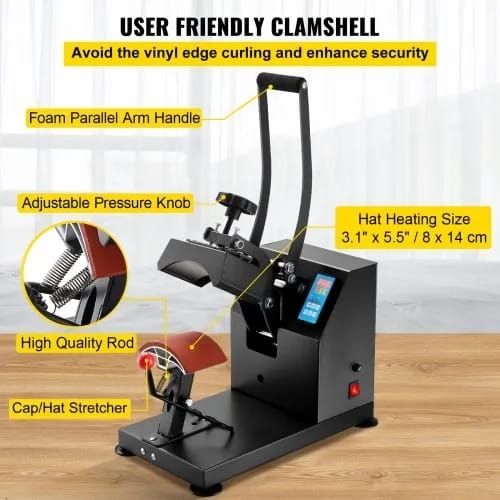 Hat Heat Press 5.5 x 3.5 inch Heat Press Machine 600W Professional Hat Heat Press Machine f
