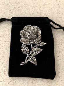 Mid-Century Marcasite Rose Brooch