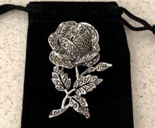 Mid-Century Marcasite Rose Brooch