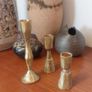 Fabulous Set of Three Jahi Brushed Gold Brass Candlesticks/Candleholders by the Ethical Lifestyle Brand Nkuku, Brand New with Tags Image 5