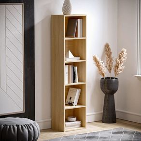 Oxford 5 Tier Cube Bookcase, Oak Wooden Shelving Display Storage Unit Office Living Room Furniture