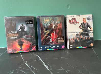 The Great Escape Blu Ray/ Excalibur 4K UHD/ Carlitos Way 4K UHD Limited Edition Box Sets