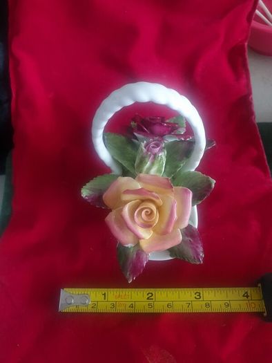 Vintage Basket of Flowers Bone China Ornament