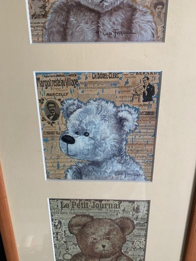 Framed Coco Fronsac teddy bear prints