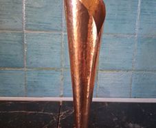 Tall solid Copper Arts and Crafts hammered Vase
