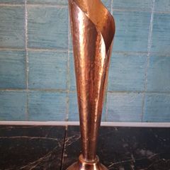 Tall solid Copper Arts and Crafts hammered Vase