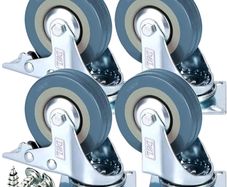 Heavy Duty Braked 50mm Swivel Castor Wheels Trolley Caster Wheels Set of 4 Rubbered Castors for Furniture Upto 200KG Free Fitting