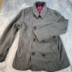 Ted Baker London Mens Grey Wool Blend Peacoat Jacket Size 3