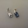 Polished Metal and Blue Stone Set Earrings. Image 2