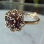 9ct Gold Garnet Cluster Flowerhead Ring, Rope Twist, Birmingham 1977, Size O, 1.96g Image 7