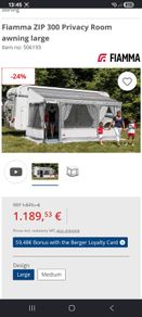 Fiamma caravanstore zip 4m canopy + privacy room