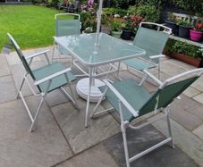 garden table and chair etc sage green