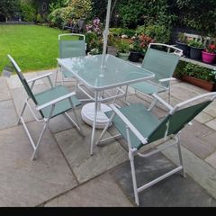garden table and chair etc sage green