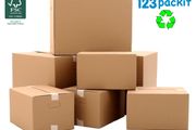 Lot of 4 Large Heavy duty eco friendly double walled cardboard boxes size 21''x17''x16'' / 54x44x41cm ideal for moving, office, home, storage , shipping,