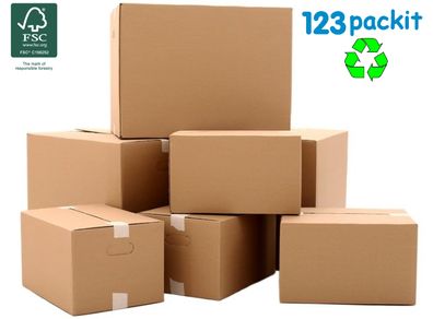 Lot of 4 Large Heavy duty eco friendly double walled cardboard boxes size 21''x17''x16'' / 54x44x41cm ideal for moving, office, home, storage , shipping,