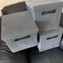 x3 Grey Decorative Foldable Storage Boxes With Lids Brand New Image 2
