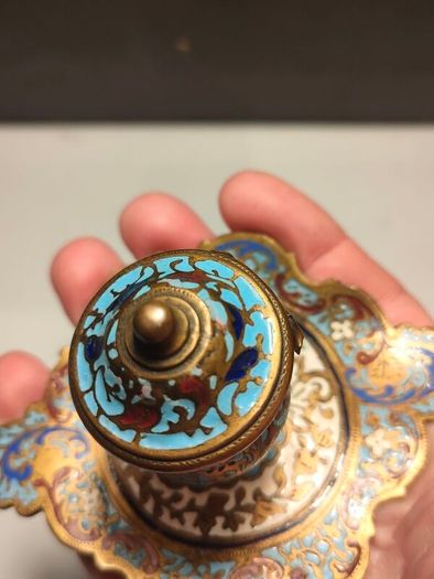 19th Century Napoleon 111 Bronze Cloisonne Ink Well