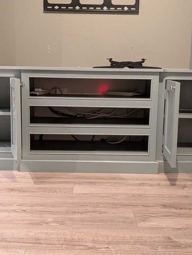 Large custom-built fitted media wall / TV unit in very good used condition.