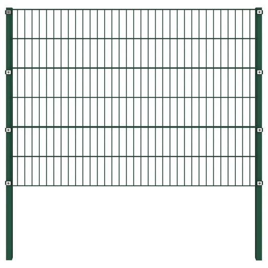 Fence Panel with Posts Iron 1.7x1.2 m Green
