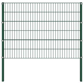 Fence Panel with Posts Iron 1.7x1.2 m Green