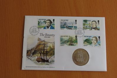 The Mutiny on the Bounty Bicentenary 1789-1989 Crown coin stamp cover